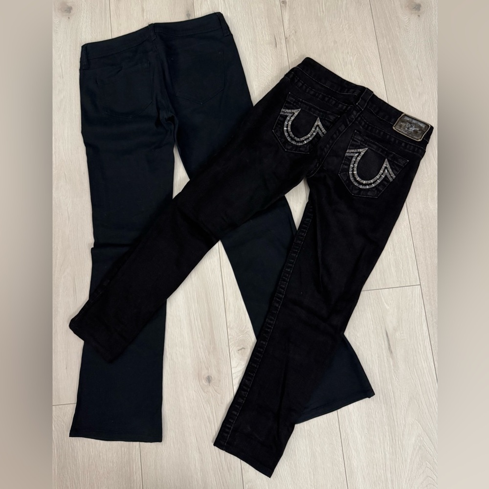 2 Black Pants Bundle True Religion Stella Skinny Jeans + Sound & Matter Boot Cut